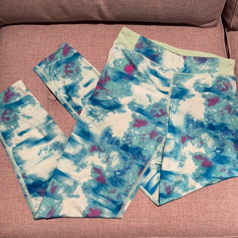 Champion 💙 Turquoise Purple Tie Dye Leggings 14/16
